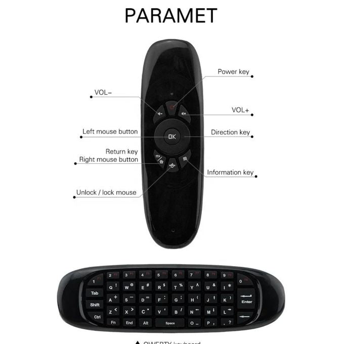 Télécommande universelle Android rechargeable avec clavier et souris air mouse